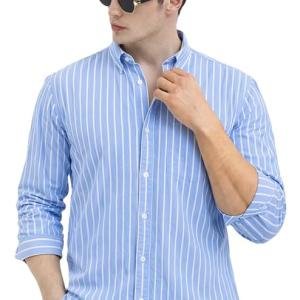 Men's Casual Printed Striped Stylish Latest Formal Plus Size Shirt for Men | Cotton Mix 220 GSM
